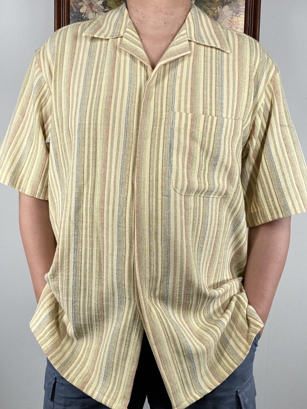 Vintage Club International Polo Shirt Top Men's Large Multicolor Stripes